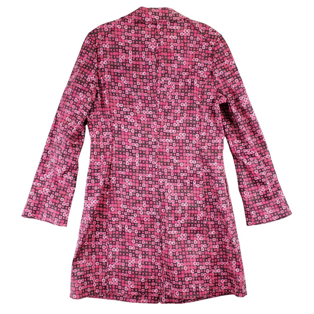 Sigrid Olsen Coat Womens 6 Brown Pink Circle Print Stretch Retro Longline Jacket - Picture 5 of 11
